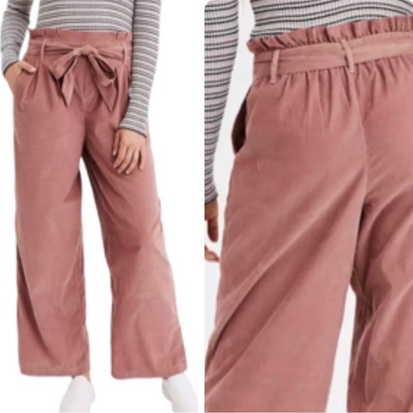 American Eagle Outfitters Pants - American Eagle AE High Waisted Belted Wide Leg Paper Bag Pants Size Medium